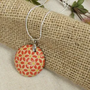 Tan & Orange Handmade Pendant Necklace