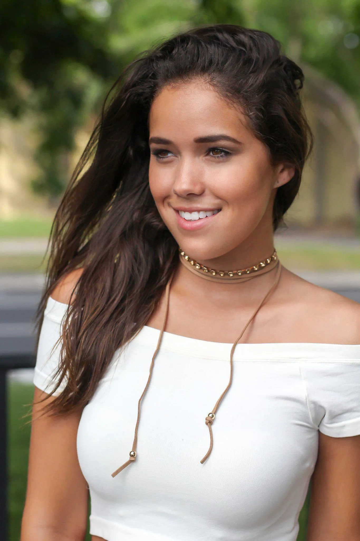 Tan Wrap Around Choker with Jewels