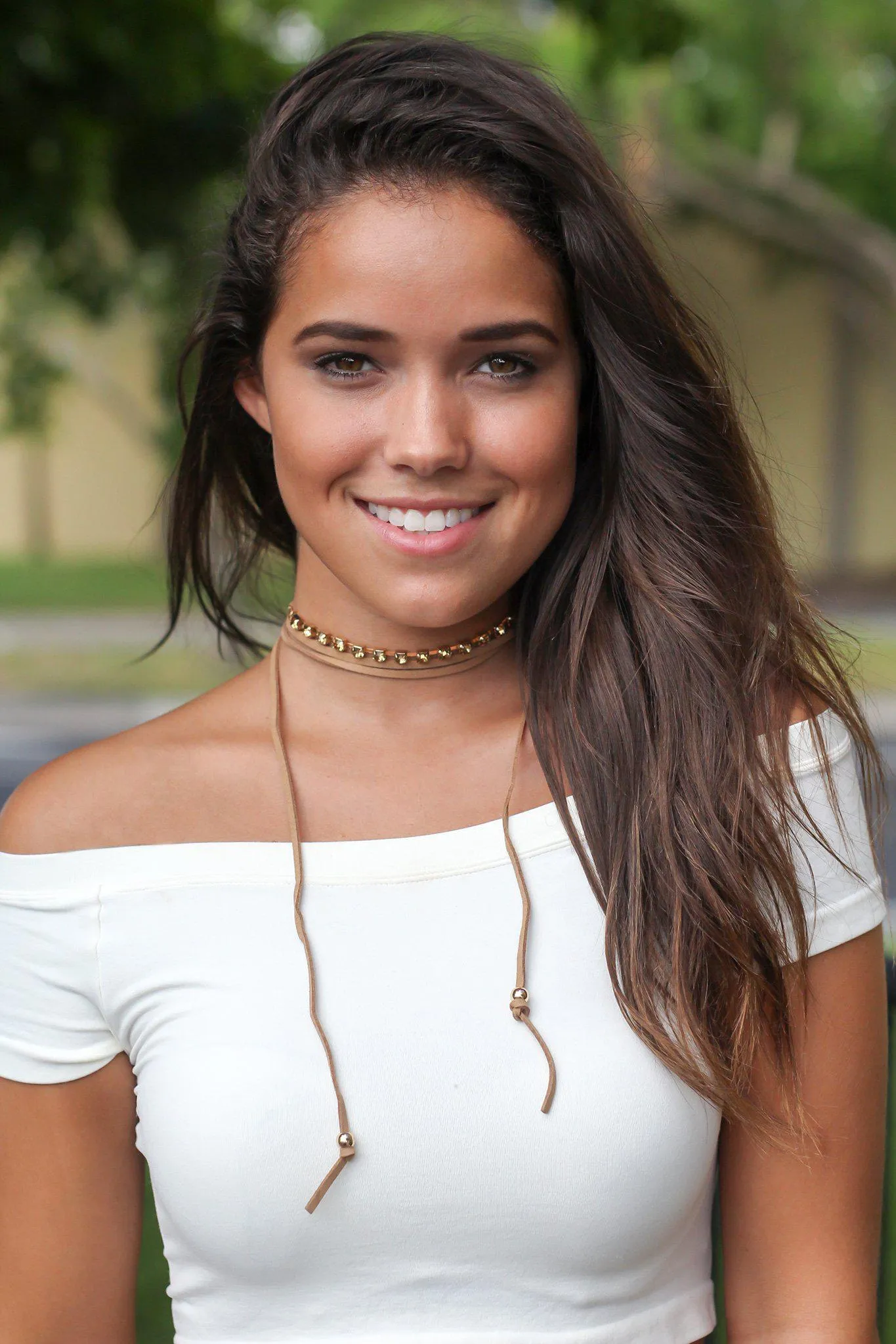 Tan Wrap Around Choker with Jewels