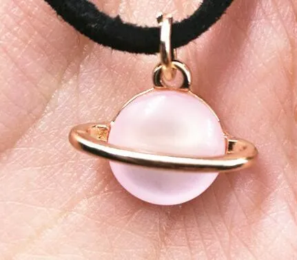 Timlee N050 Free shipping  Grace Fashion Pink Planet Pendant Short Necklaces Wholesale