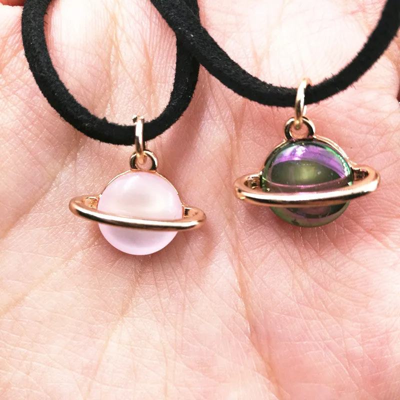 Timlee N050 Free shipping  Grace Fashion Pink Planet Pendant Short Necklaces Wholesale