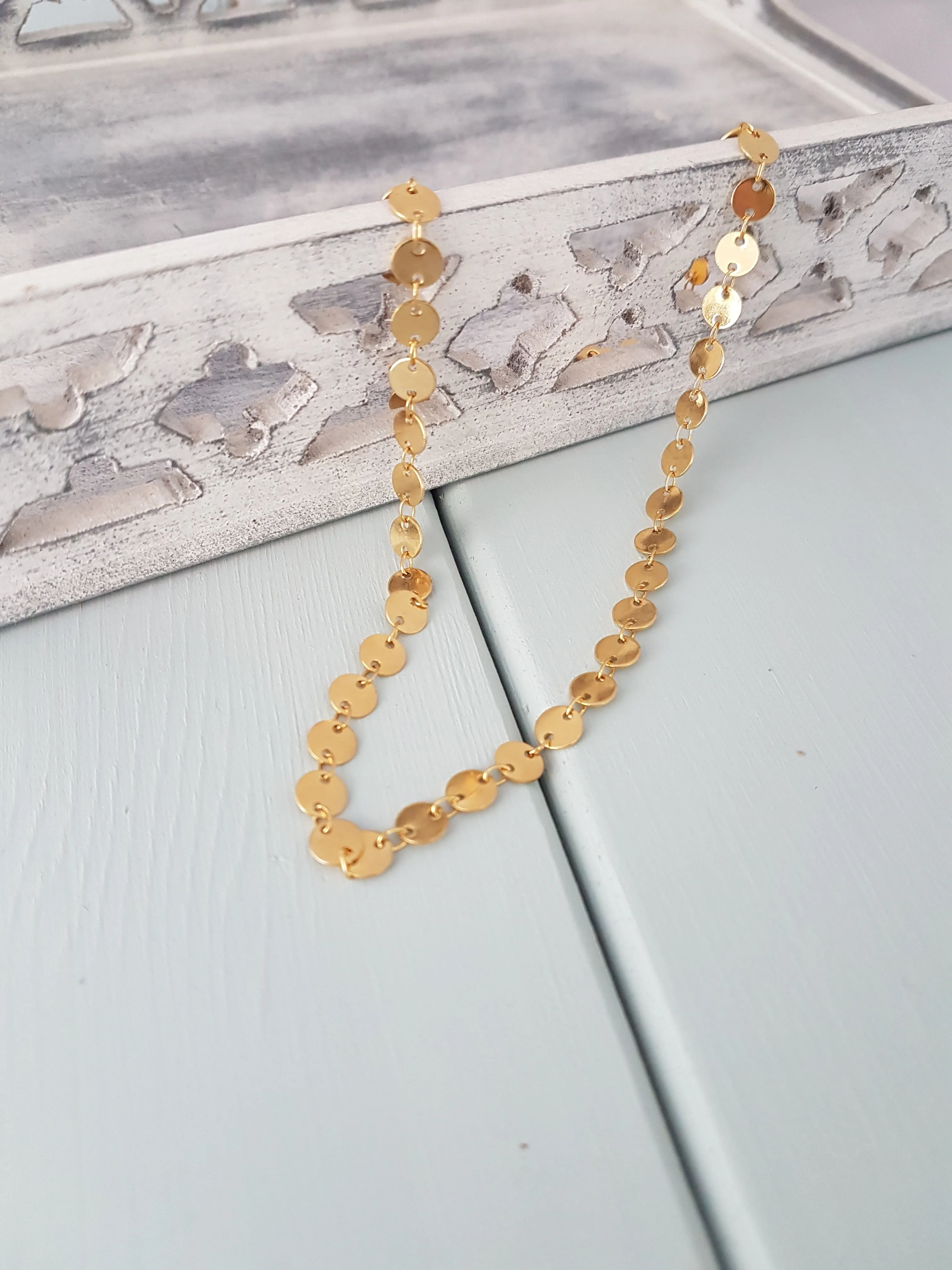 Tiny Boho Coin Choker Necklace