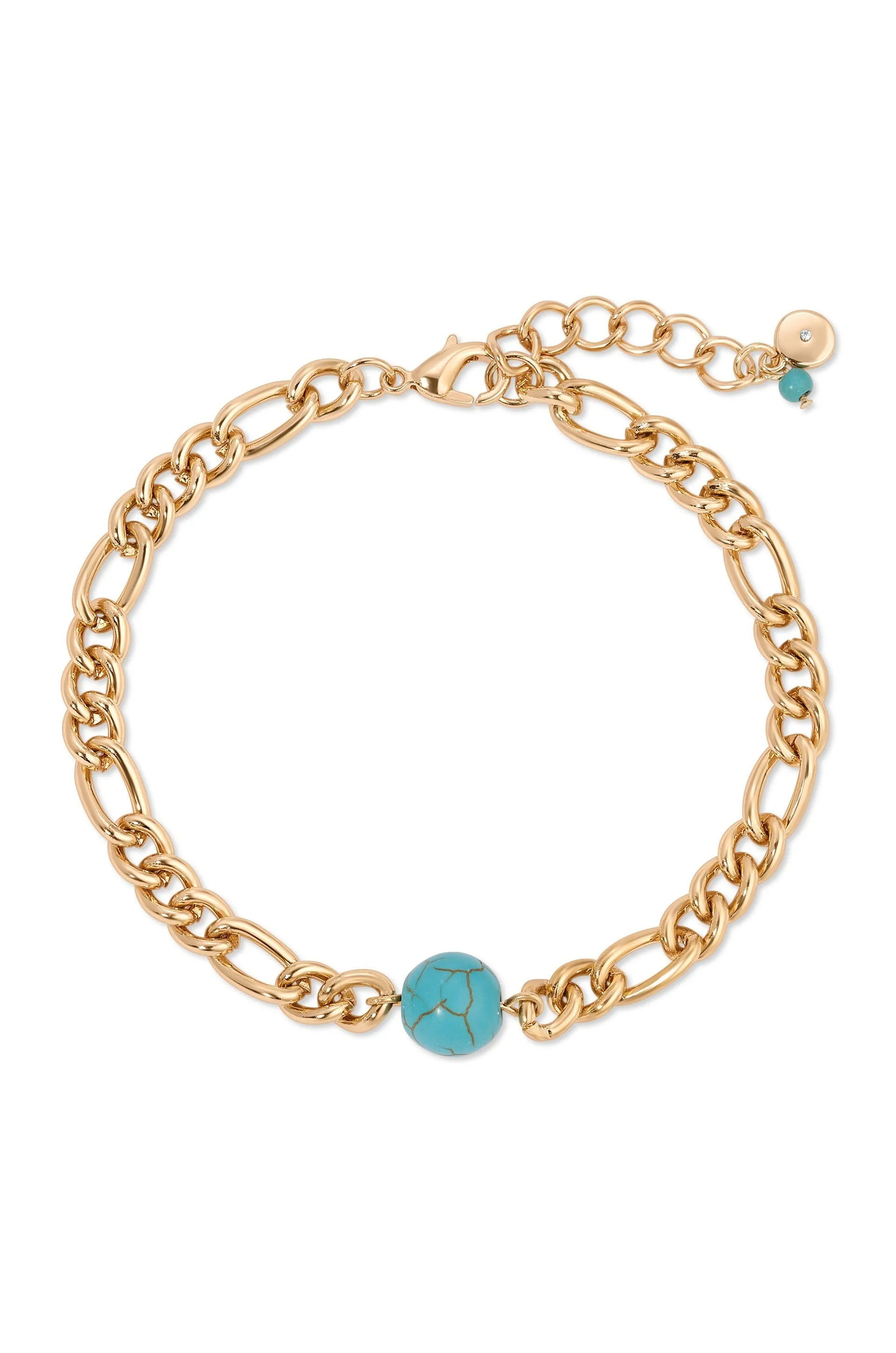 Turquoise Link Anklet Set