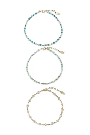 Turquoise Malibu Breeze Anklet Trio