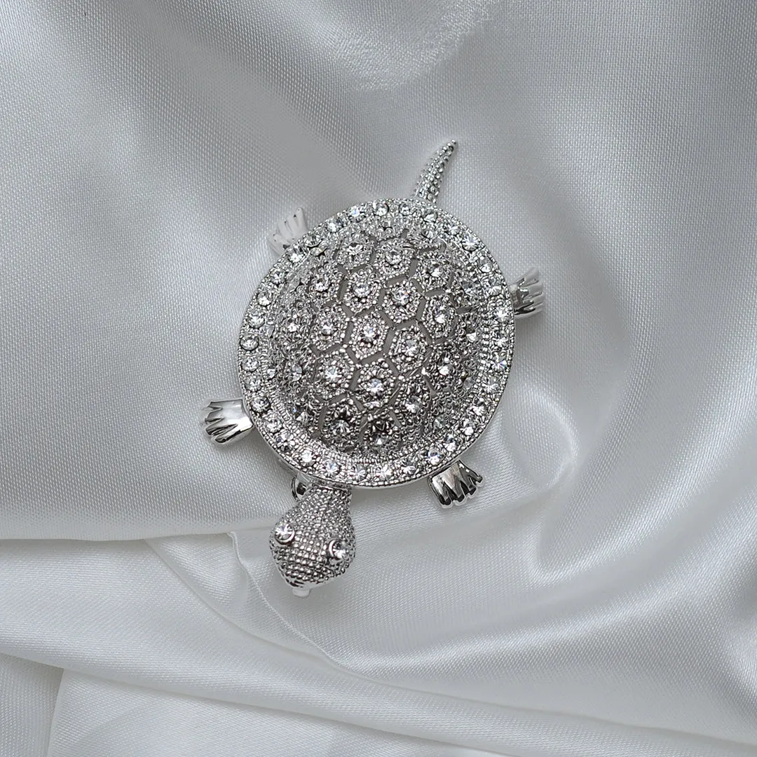 Turtle Shaped Stone Studded Brooch