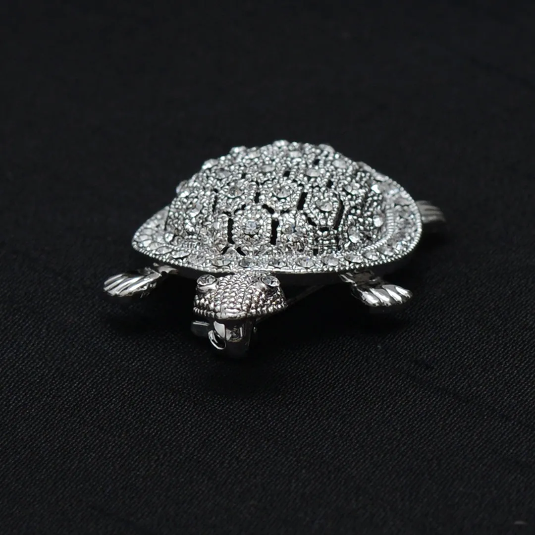 Turtle Shaped Stone Studded Brooch