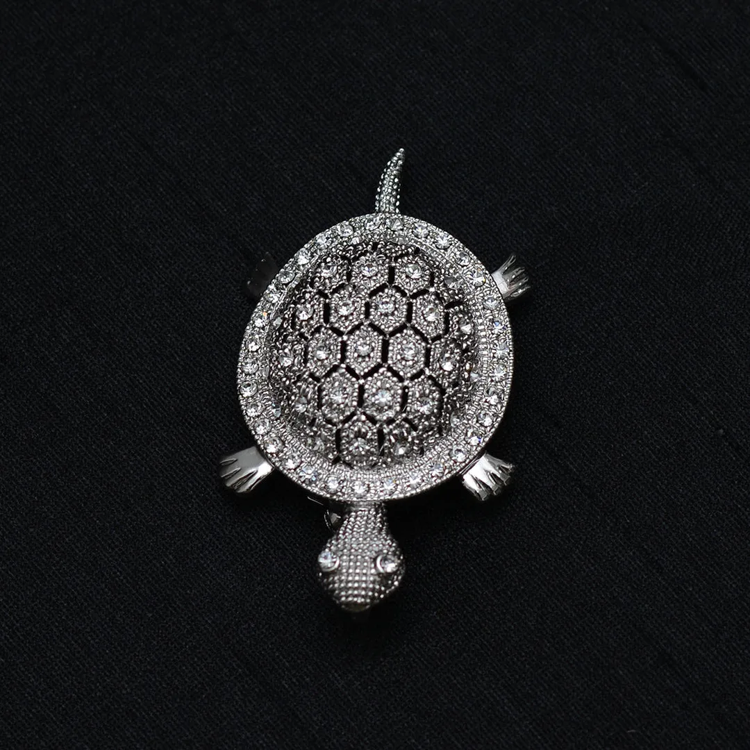 Turtle Shaped Stone Studded Brooch