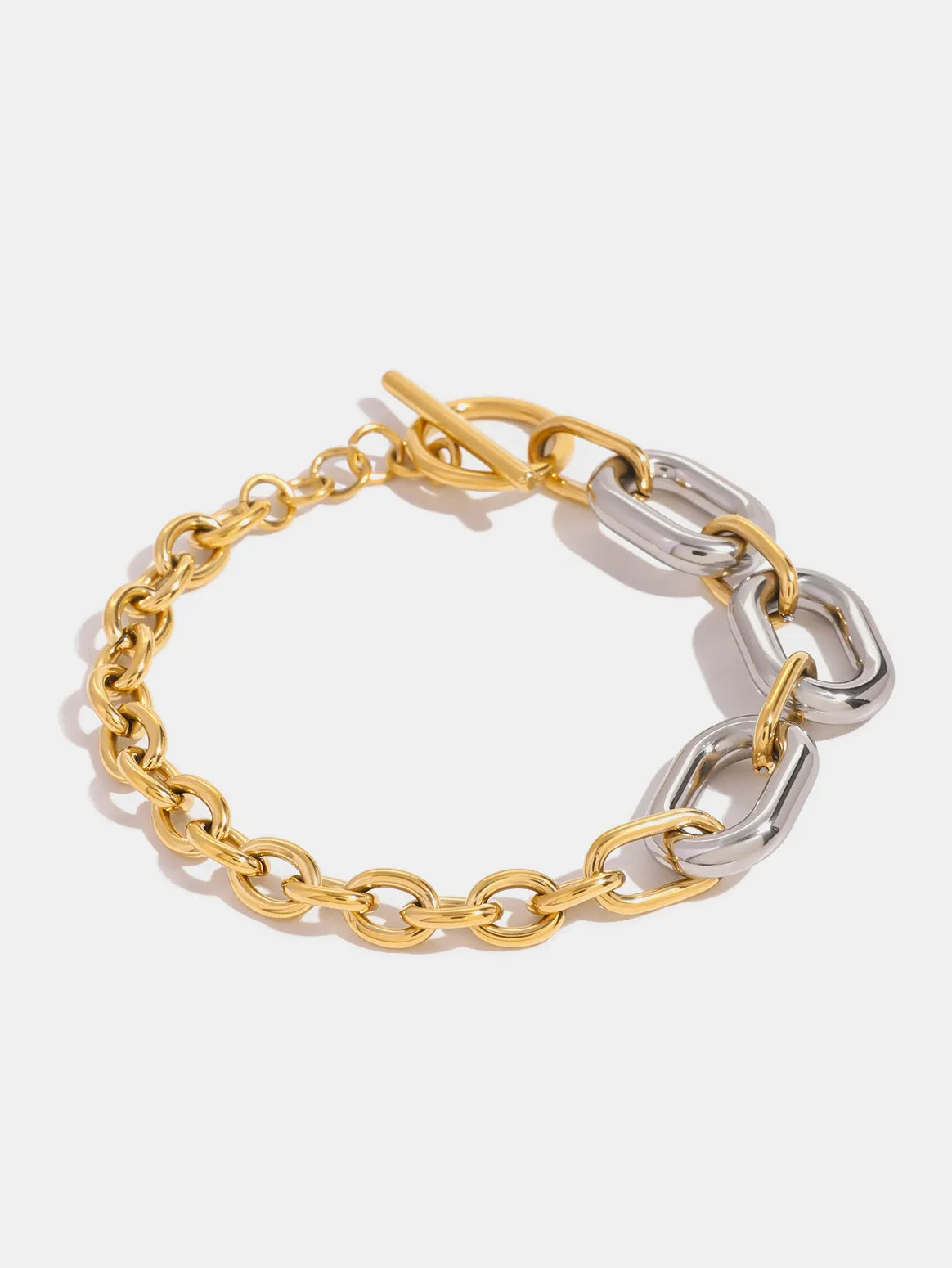 Two Tone Hollow Link Chain Bracelet: Elegance Redefined