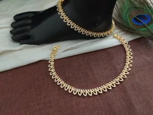 Unique Design Gold Plated Anklets With Zircon Stones