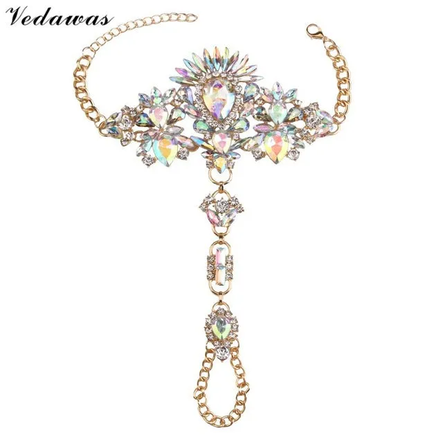 Vedawas Bohomian Fashion Jewelry Multicolor Crystal Choker Maxi Necklace Bracelets Body Statement Chain Necklace For Women 2178