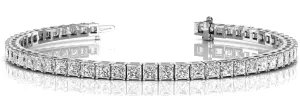 VENUS 13 Carat Princess Cut Diamond Tennis Bracelet in 14K - 18K Gold or Platinum 30 pointer H Color I1 Clarity 4 prong set By Mike Nekta