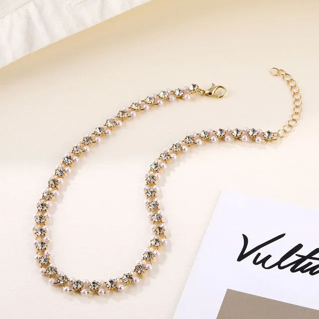 VenusFox Beaded Choker Pearl Necklace For Women Gold Chain Necklaces Pendant Collar Chokers Chains Bead Necklace Womens Jewelry 2020