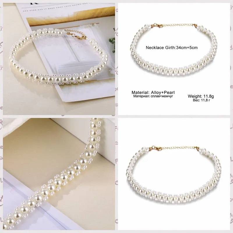 VenusFox Beaded Choker Pearl Necklace For Women Gold Chain Necklaces Pendant Collar Chokers Chains Bead Necklace Womens Jewelry 2020