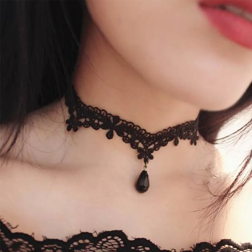 VenusFox Velvet Tassel Lace Choker