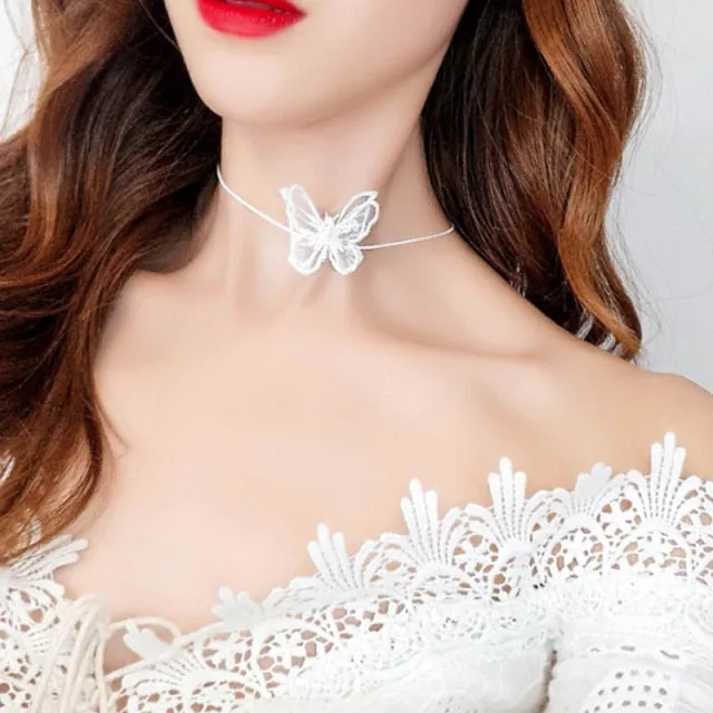 VenusFox White Black Lace Chokers Necklaces