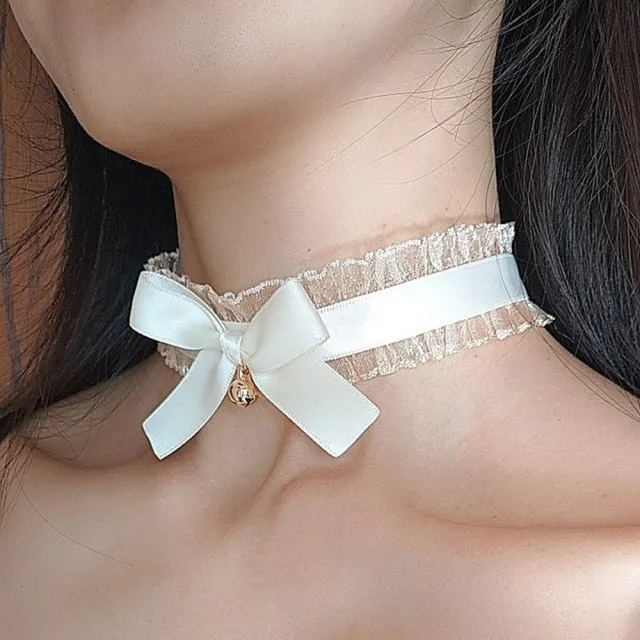 VenusFox White Black Lace Chokers Necklaces