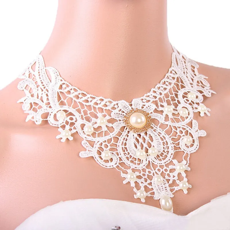 VenusFox White Black Lace Chokers Necklaces