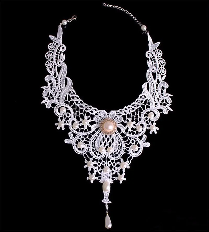 VenusFox White Black Lace Chokers Necklaces