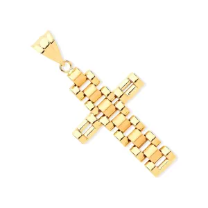 Watch Link Cross Pendant Necklace in 9ct Yellow Gold 2.0g