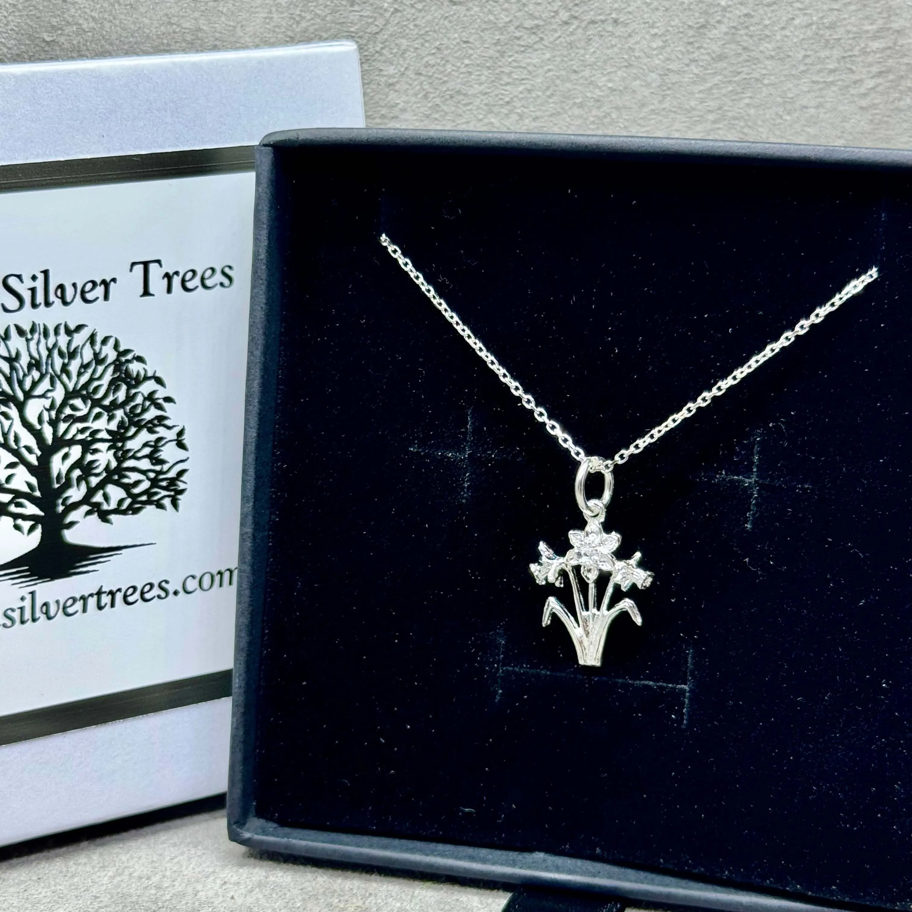 Welsh Daffodil Sterling Silver Charm Necklace