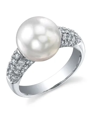 White South Sea Pearl & Diamond Angel Cocktail Ring