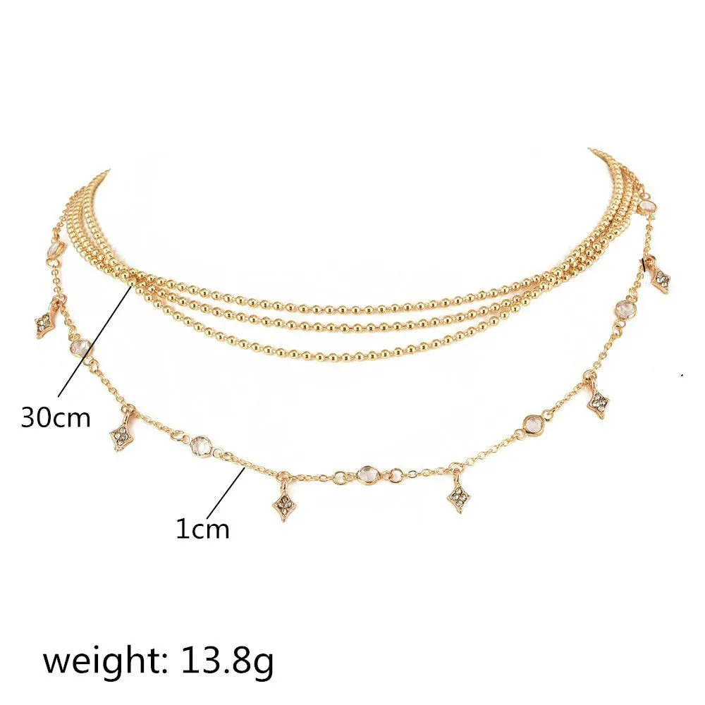 women Fashion Jewelry Short crystal stars Gold color Choker Chain Necklace for