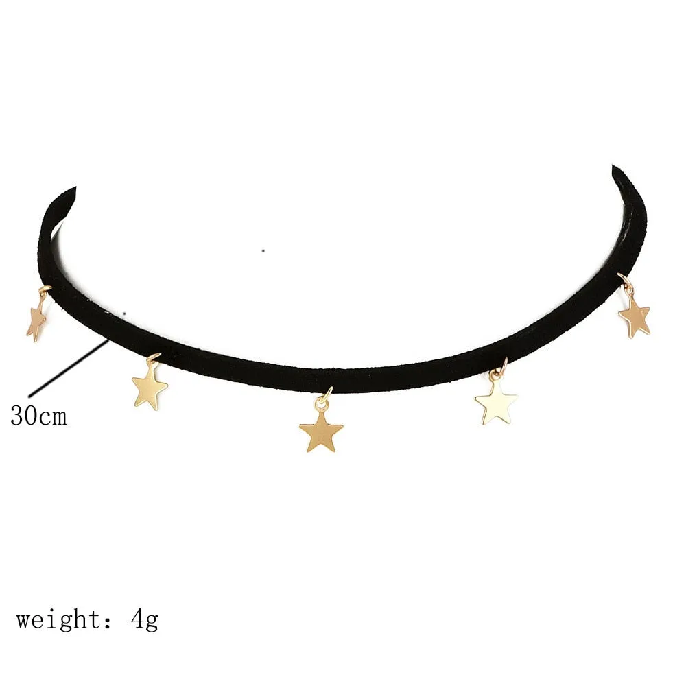 women Fashion Jewelry Short crystal stars Gold color Choker Chain Necklace for