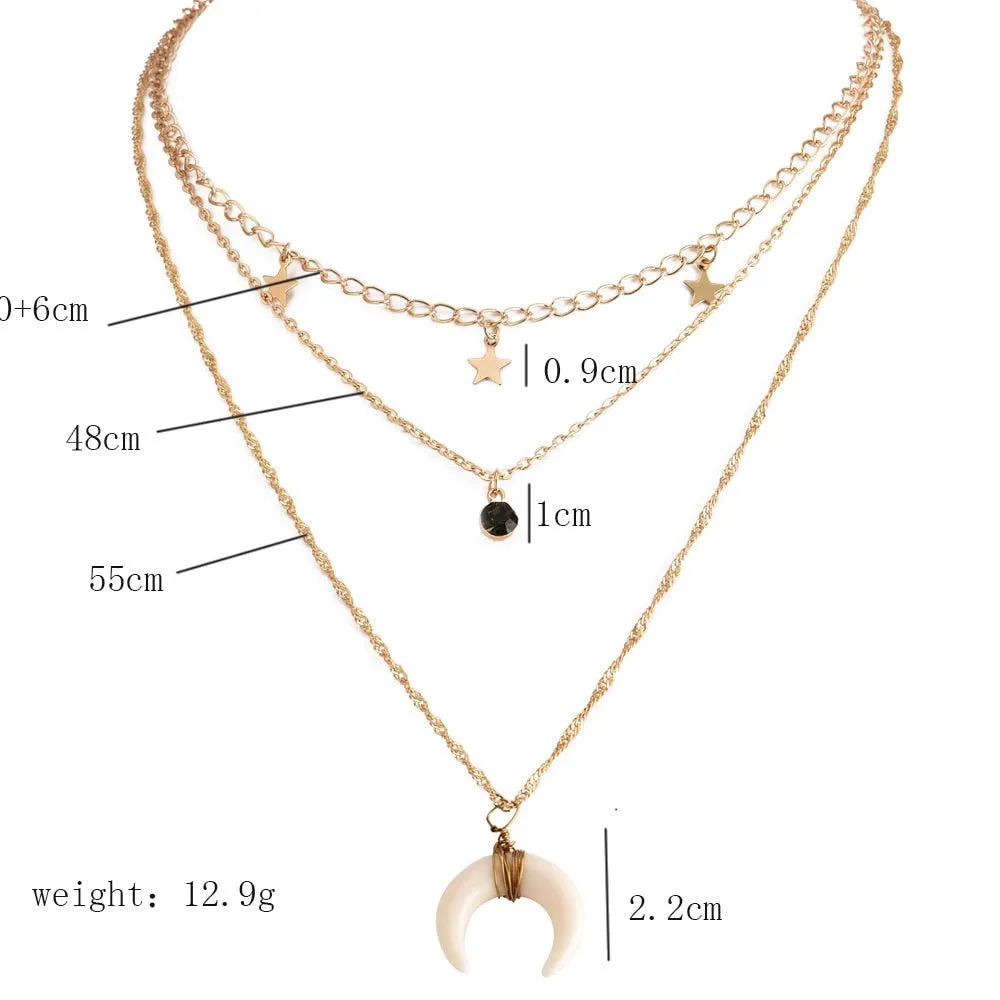 women Fashion Jewelry Short crystal stars Gold color Choker Chain Necklace for