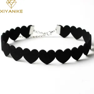 XIYANIKE  Black Lace Choker Necklace Women Velvet Choker Love Heart Necklaces Chocker tattoo collares Collie ras de cou N662