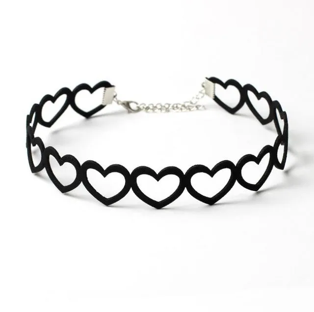 XIYANIKE  Black Lace Choker Necklace Women Velvet Choker Love Heart Necklaces Chocker tattoo collares Collie ras de cou N662