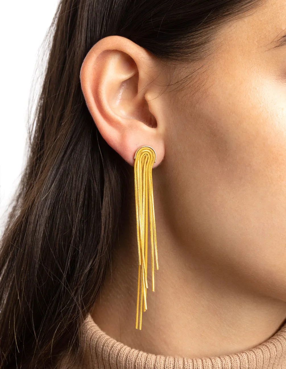 Yellow Waterfall Chain Drop Earrings